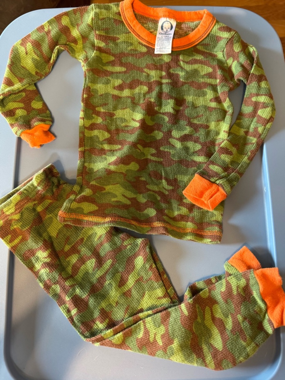 Gerber Green Camo Pajama Set with Orange Trim